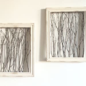 Framed Birch Branches (1 Large Frame), Rustic Wall Decor, Framed Birch Branches, Natural Art, Farmhouse Decor, Rustic Home Decor