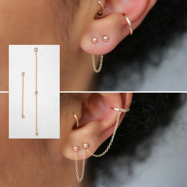 Ear Jacket - Cartilage Earring - Gold Earring Chain - Stud Earrings - Minimalist Jewelry - Dangle Earring - Ear Charm - Gold Filled Earrings