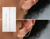 Ear Jacket - Cartilage Earring - Gold Earring Chain - Stud Earrings - Minimalist Jewelry - Dangle Earring - Ear Charm - Gold Filled Earrings