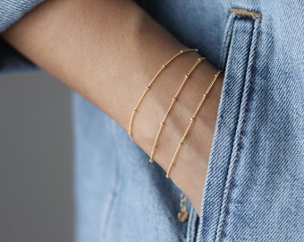 Dainty Gold Bracelet - Beaded Bracelet - Everyday Jewelry - Layering Bracelet - Satellite Bead Bracelet - Simple Jewelry - Bridesmaids Gift
