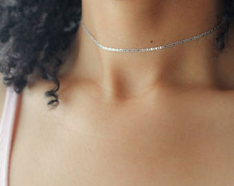 Dainty Silver Choker - Delicate Silver Necklace - Layering Necklace - Boho Jewelry - Minimalist Jewelry - Gift for Her - Simple Chain Choker