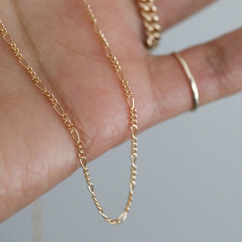 Simple Gold Chain Necklace Baby Figaro 