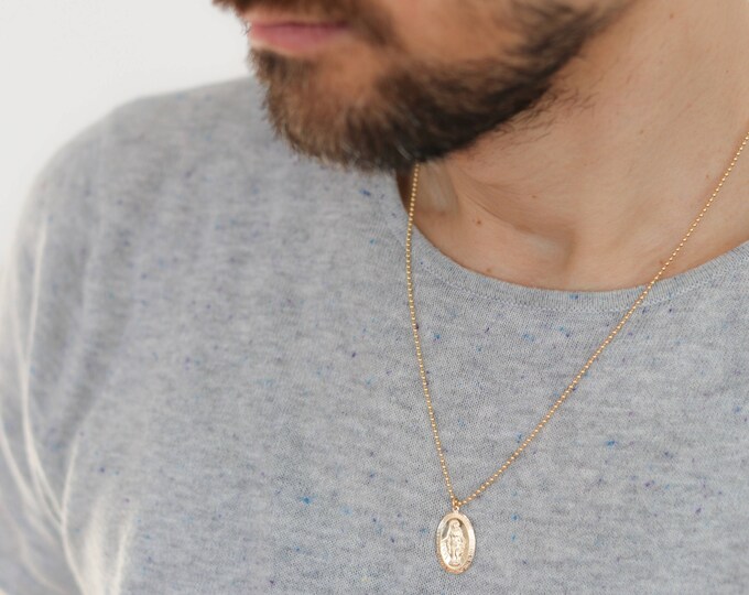 men's virgin mary necklace