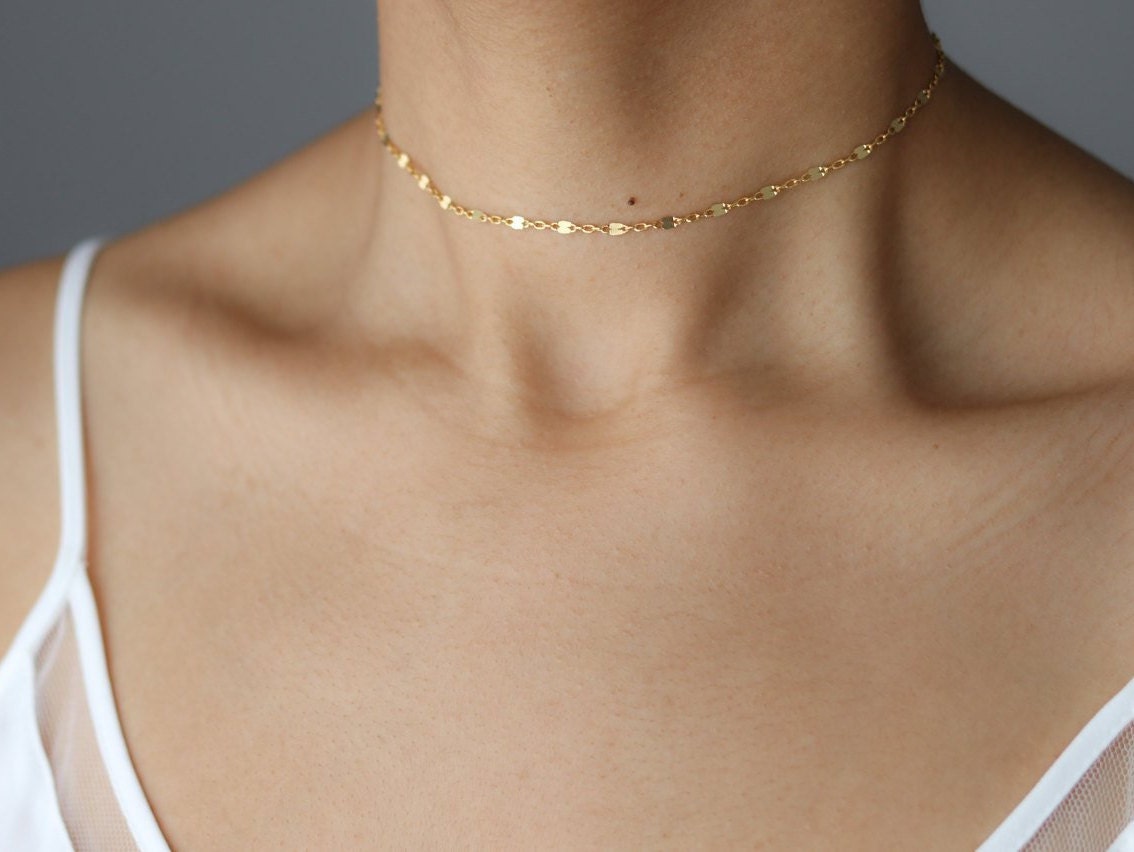 Minimalist Silver/Gold Necklace Choker Simple Jewelry