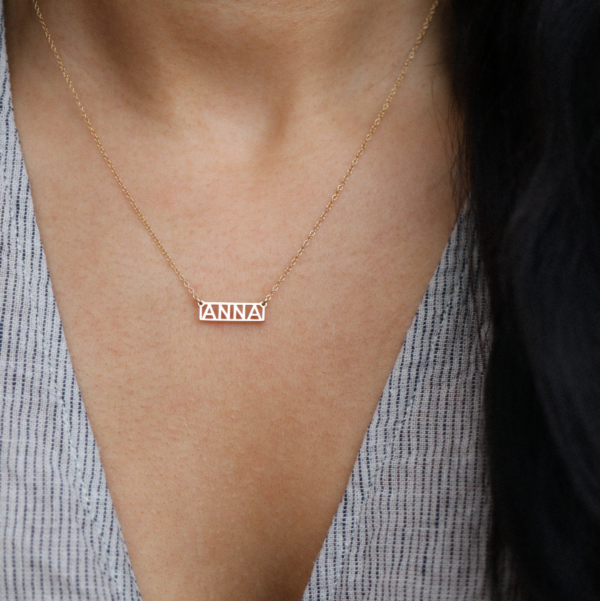Personalized Name Necklace Bar Name 