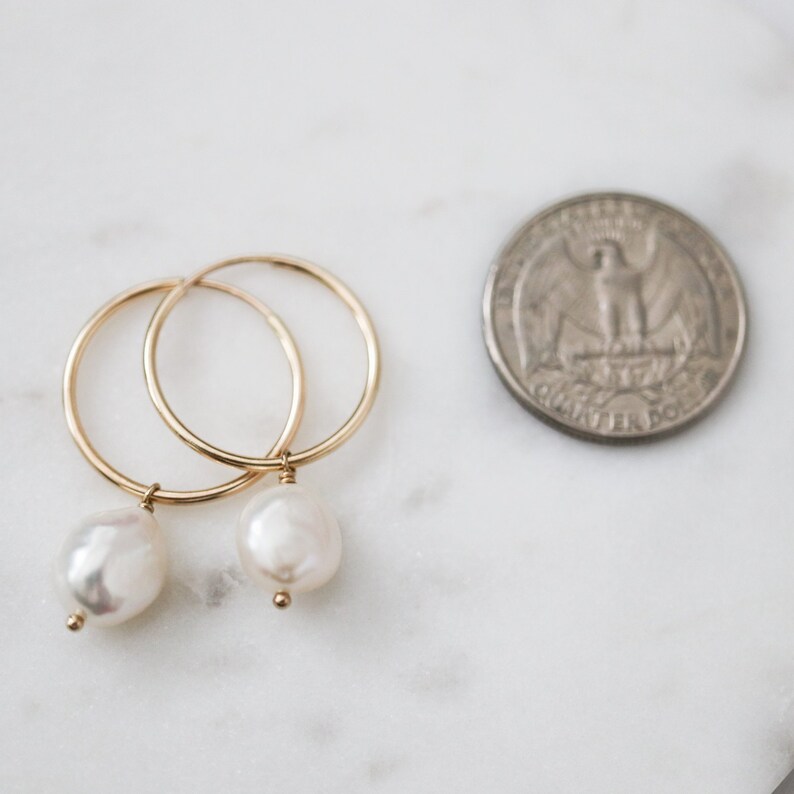 Pearl Hoop Earrings Bridal Jewelry Gold Hoop Earrings Etsy