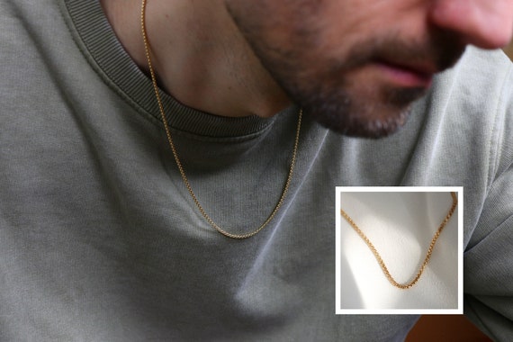 Box Chain Necklace for Men 14k Gold 