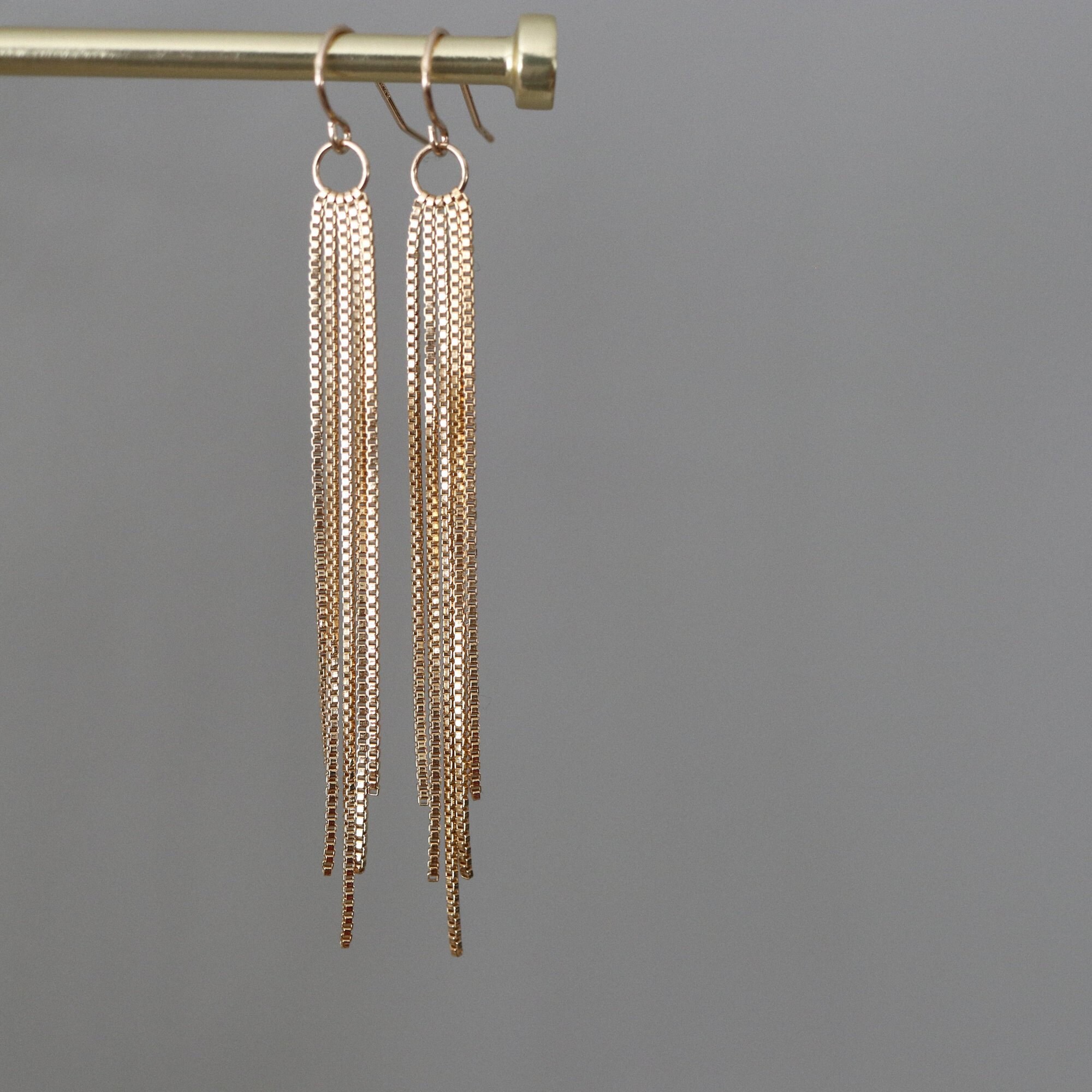 Gold Tassel Earrings Gold Dangle Earrings Fringe Earrings Etsy