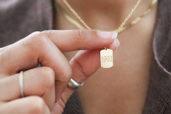 Gold Mini Dog Tag Necklace