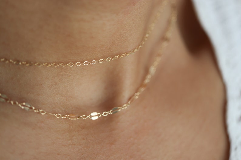 Birthday Gift Shimmer Necklace Lace Chain Necklace Gold Double Strand Necklace Simple Chain Necklace Dainty Layering Necklace Set