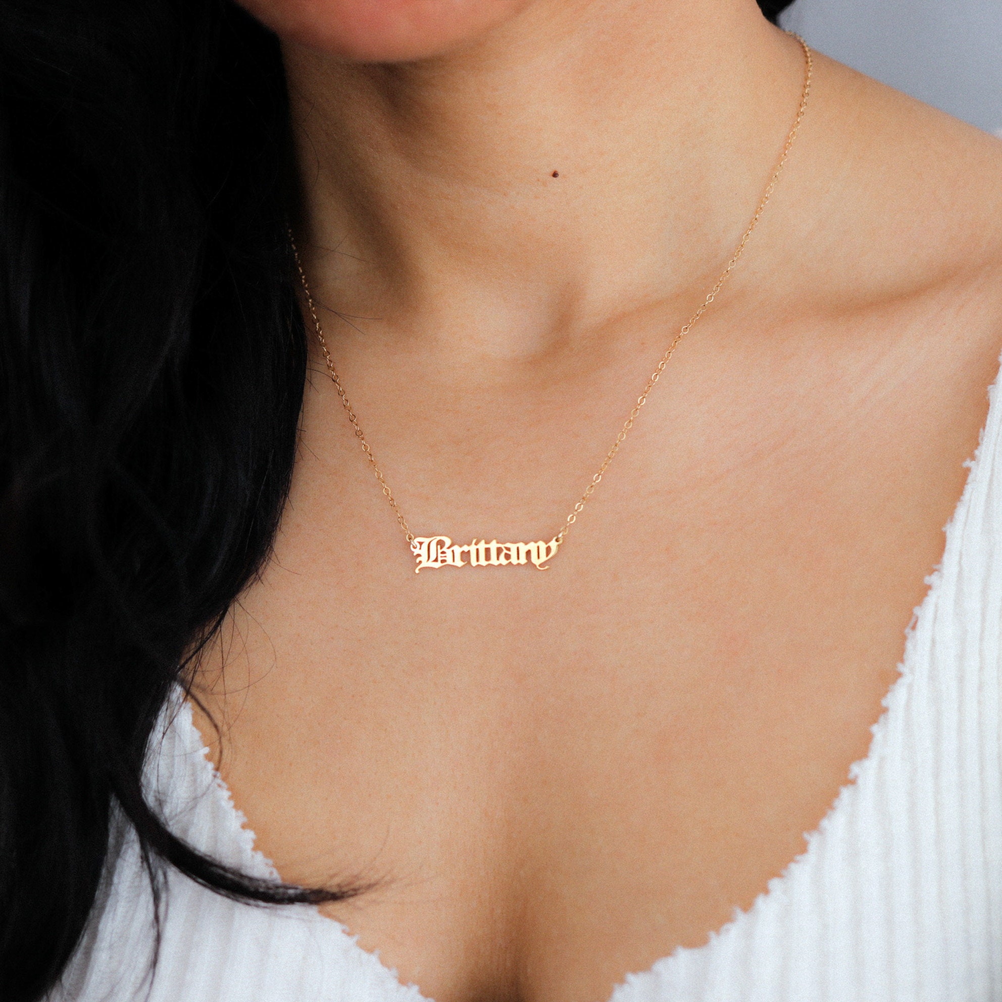 PERSONALIZED GOLD PLATED ENGLISH ARABIC LOOK ANY NAME PLATE NECKLACE  US SELLER 