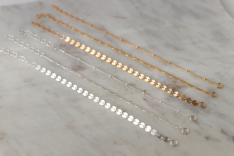 Gift For Her Bridesmaids Gift Circle Bracelet Bohemian Jewelry 14k Gold Filled Gold Filled Coin Bracelet Stacking Bracelet