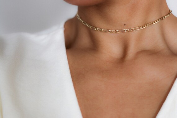 Thick Figaro Chain Choker Gold Filled 