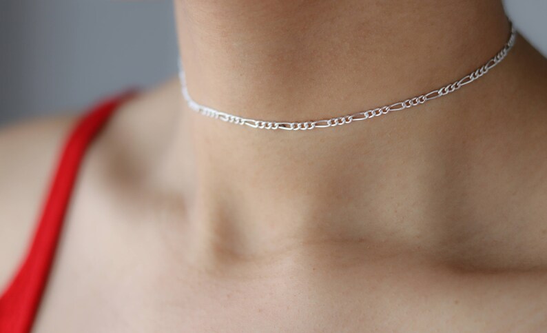 Dainty Gold Necklace Minimalist Jewelry Figaro Chain Choker Necklace Bohemian Lace Choker Layering Necklace Simple Chain Choker