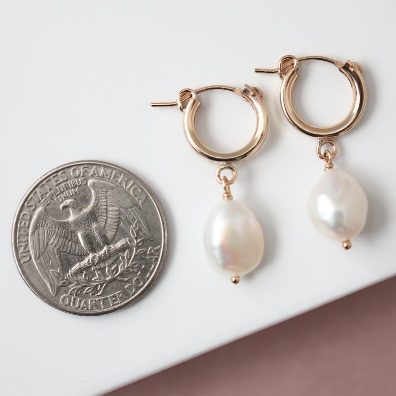 Buy Pearl Dangle Hoops Baroque Pearl Hoop Earrings Bridesmaids Online