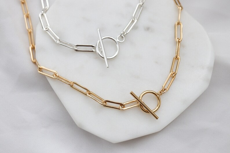Toggle Clasp Necklace Paperclip Chain Necklace Thick Chain Etsy Australia