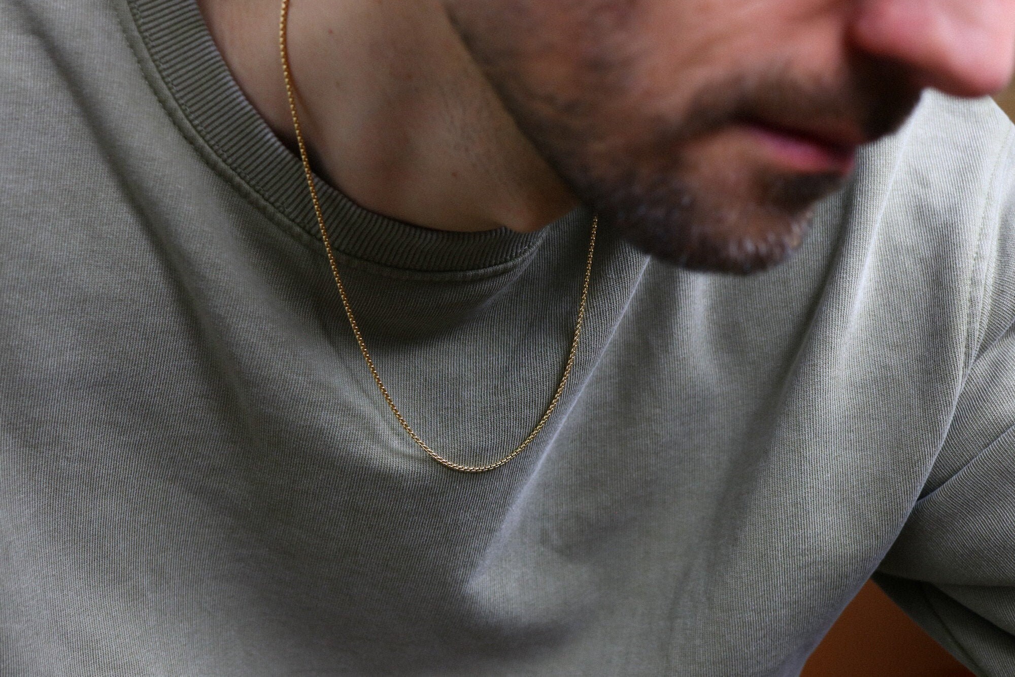 Box Chain Necklace for Men 14k Gold 