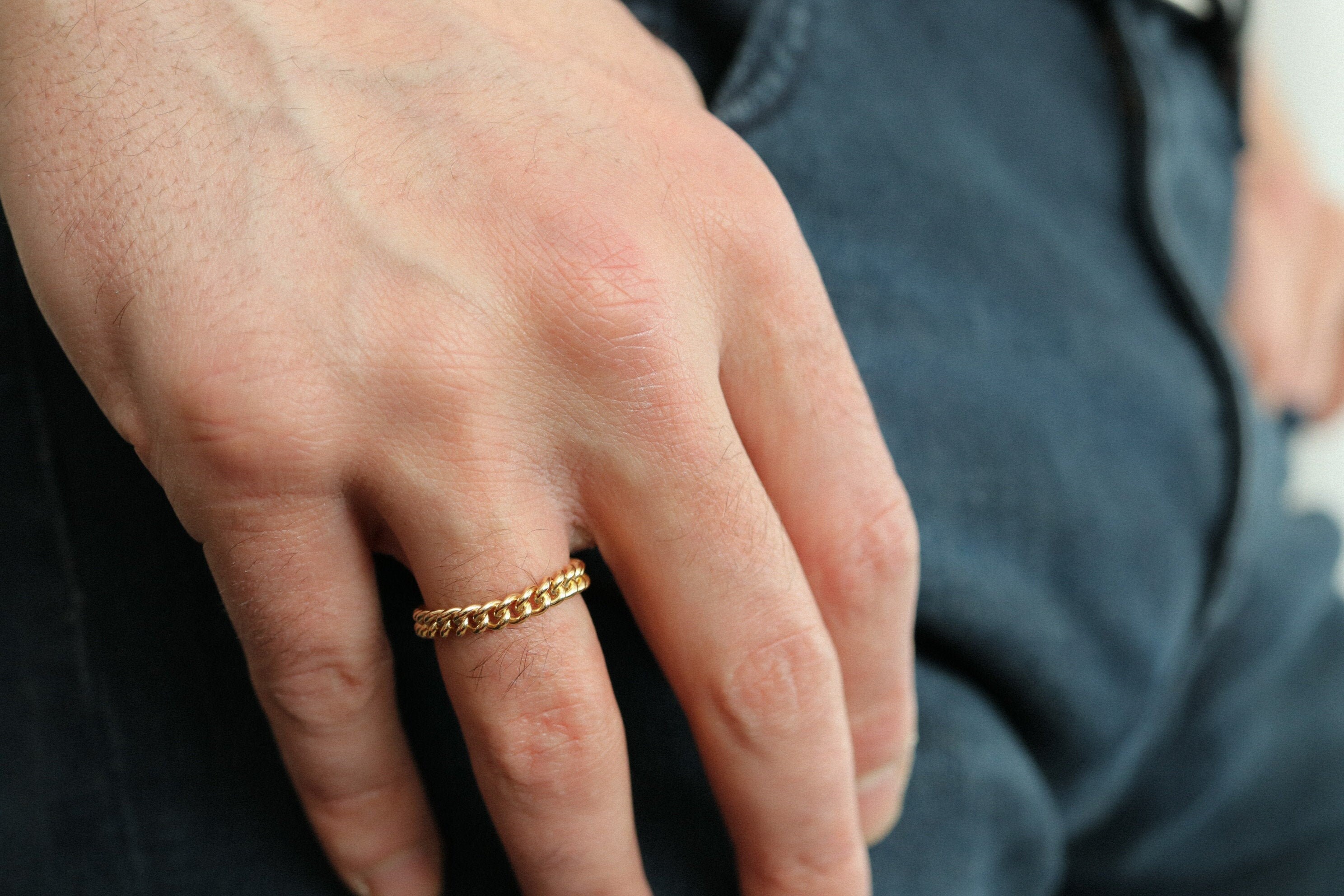 Men's Chain Ring Men's Gold Ring Gold Chain Ring Etsy