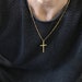 Gold Cross Necklace - Gold Necklace Men - Gold Chain Necklace - Religious Jewelry - Medallion Necklace - Thick Chain Necklace - Father's Day 