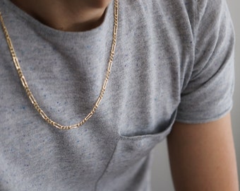 Necklace for Men - Gold Mens Necklace - Thick Figaro Chain Necklace - Chain Necklace - Long Chain Necklace - Boyfriend Gift