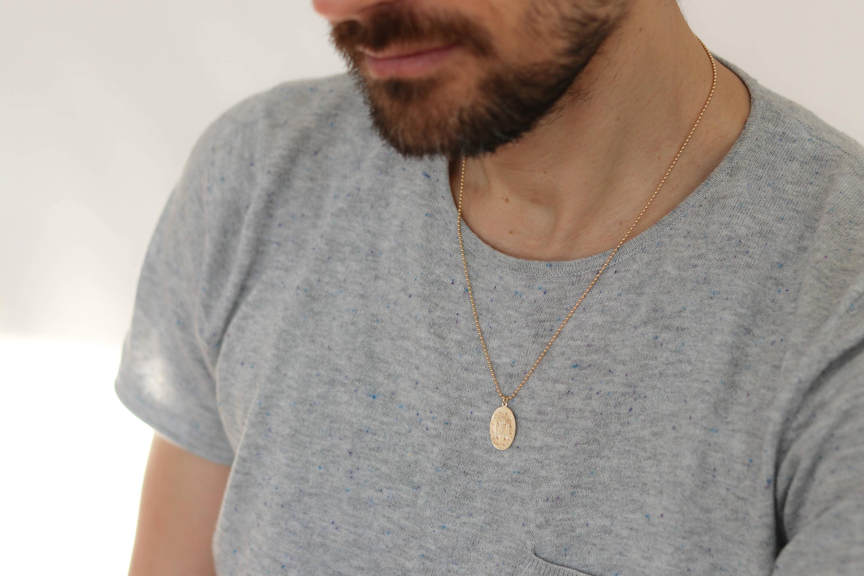 Unisex Necklace Gold Medallion Necklace Men's Gold Etsy Canada