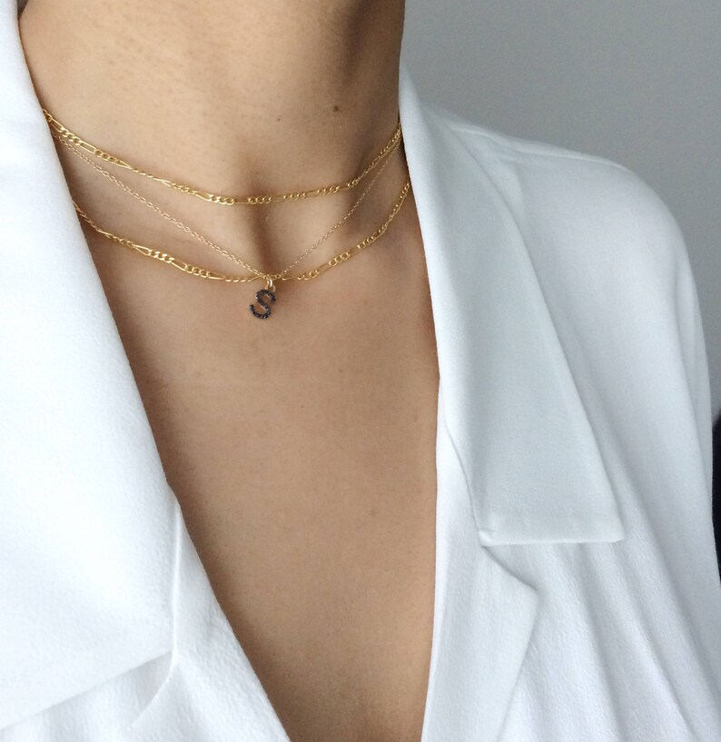 Dainty Gold Necklace Minimalist Jewelry Figaro Chain Choker Necklace Bohemian Lace Choker Layering Necklace Simple Chain Choker