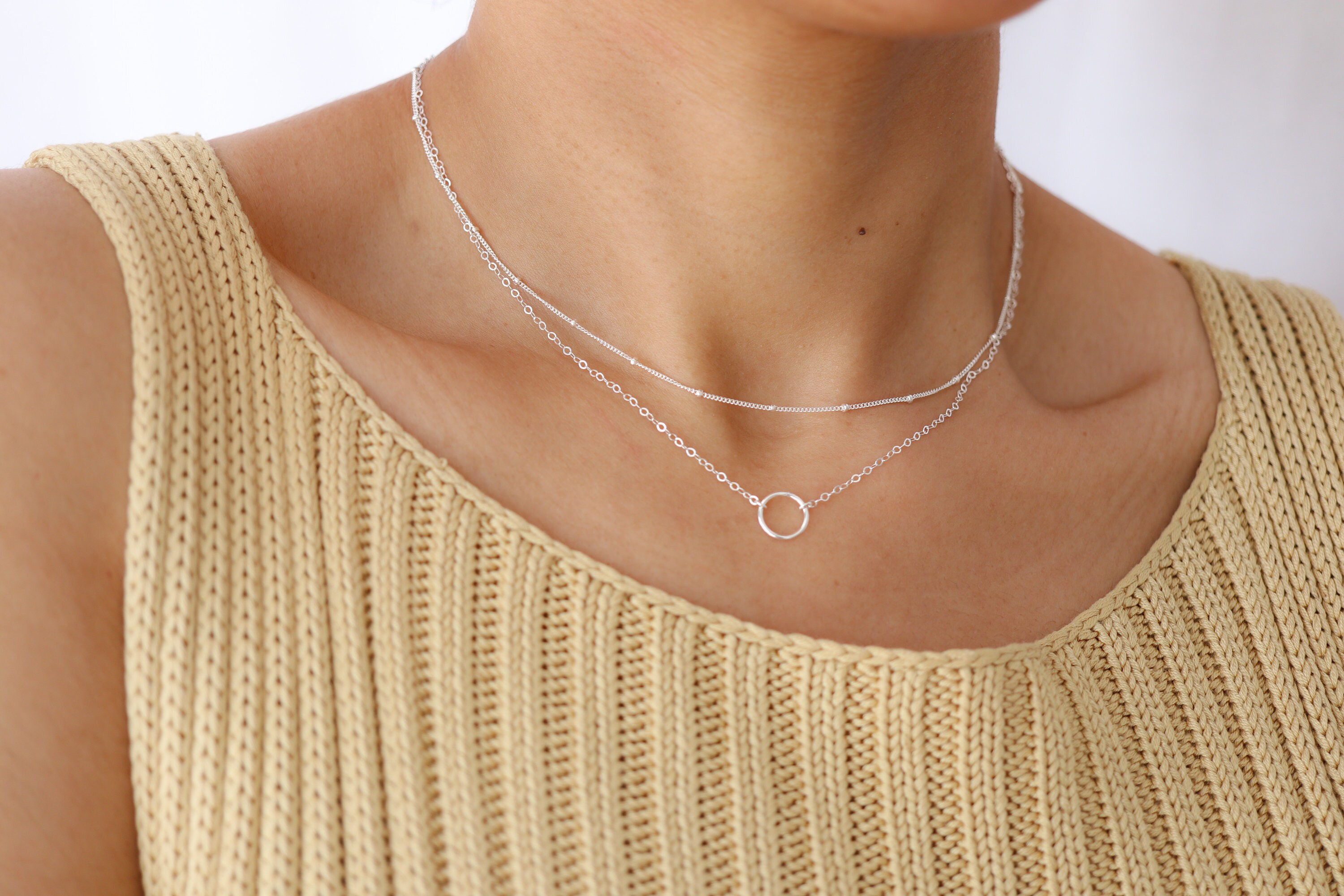 Delicate Layering Necklace Set Sterling 