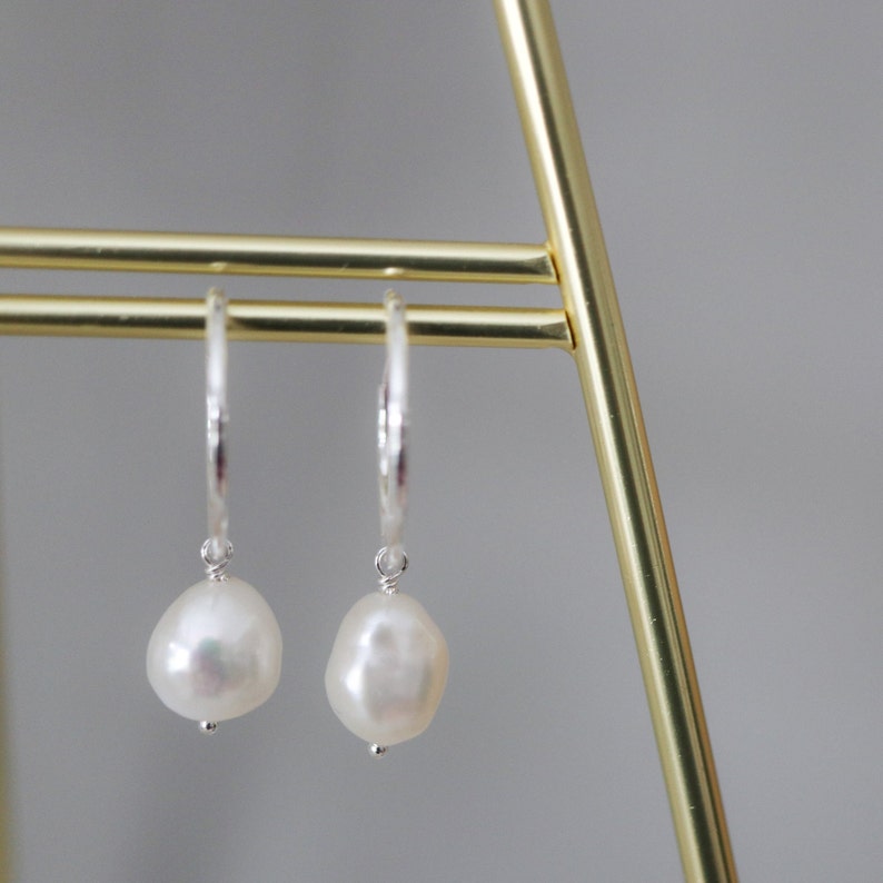 Pearl Hoop Earrings Bridal Jewelry Gold Hoop Earrings Etsy