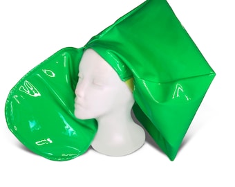 Left eye patent leather vinyl green hat