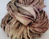 Dried Flower 5y Recycled silk ribbon, journal ribbon, shabby ribbon, raw edge ribbon, artisan ribbon, ombre silk, millinery ribbon, ombre