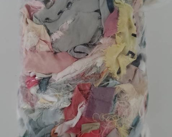 3 oz Sari silk waste remnantsscraps felting spinning fibers textile art bits of cotton ribbon silk waste