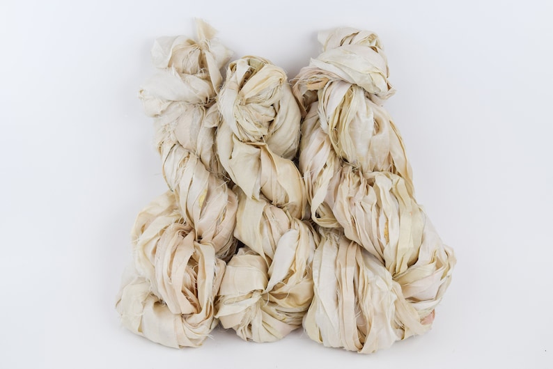 10 yards recycled NATURAL UNDYDED sari silk ribbon neutral | Etsy