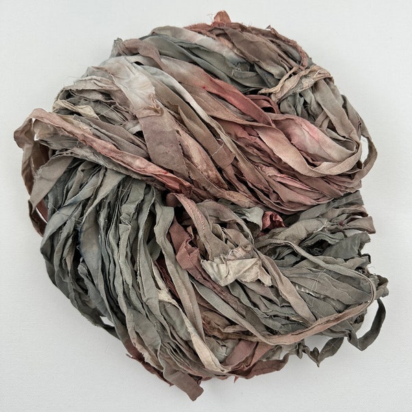 BOUNDLESS 5yd recycled silk CHIFFON ribbon, journal ribbon, ombre silk ribbon, millinery ribbon, raw edge ribbon, artisan silk ribbon