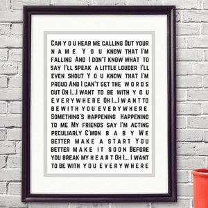 Fleetwood Mac I want to be with you everywhere Christmas Xmas 1 Year Anniversary Wedding Engagement Last Minute Printable Download Lyrics image 2