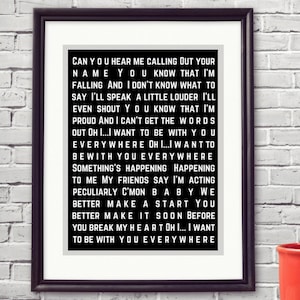 Fleetwood Mac I want to be with you everywhere Christmas Xmas 1 Year Anniversary Wedding Engagement Last Minute Printable Download Lyrics image 1