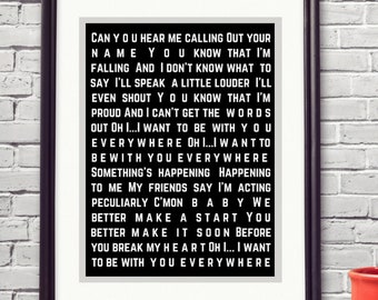 Fleetwood Mac I want to be with you everywhere Christmas Xmas 1 Year Anniversary Wedding Engagement Last Minute Printable Download Lyrics