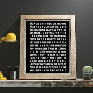 Van Morrison Into The Mystic Song Lyric Print Christmas Xmas Birthday Long Distance gift Last Minute Gift Download Printable Art Best seller