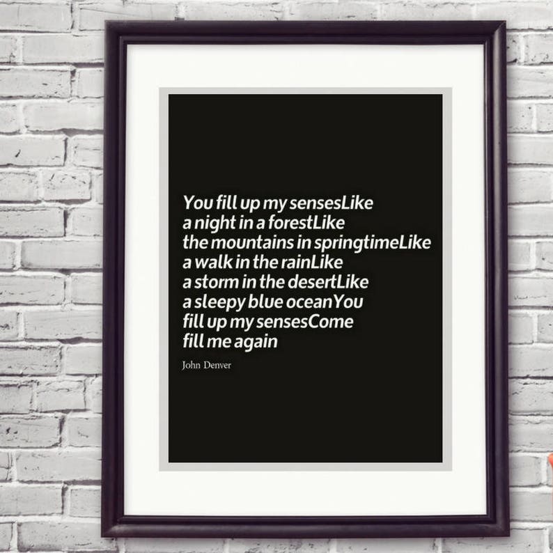 John Denver Annie's Birthday Christmas Xmas 1 Year Anniversary Wedding First Dance Engagement Last Minute Song Lyric Print Printable Art image 1