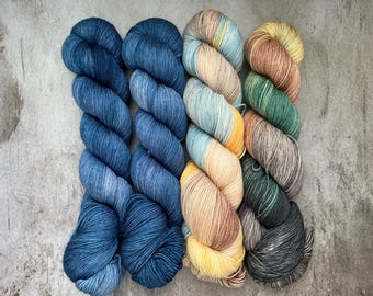 Destash | Fingering Weight Yarn – 4 Skein Bundle | Merino Nylon blend (Mix) | #4
