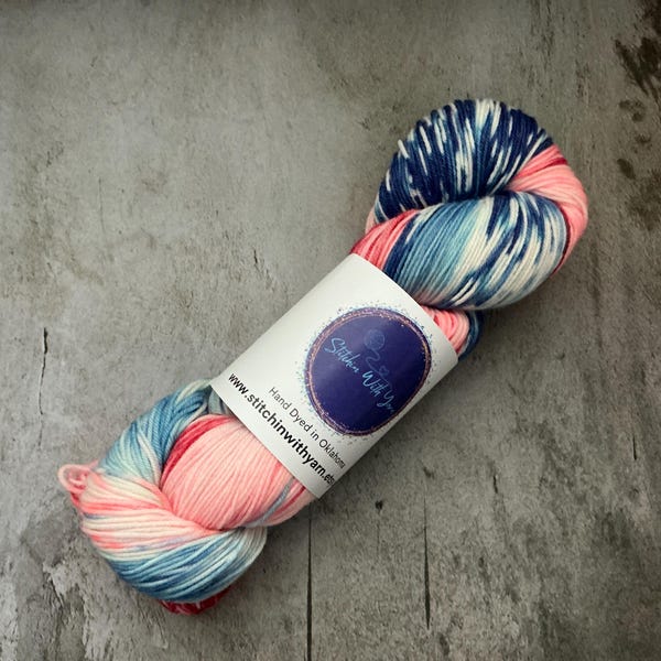 Destash | Stitchin With Yarn | July 4, Red, White & Blue | 75/25 Superwash Merino, Nylon