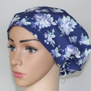 Nurse Scrub Hat, Surgical Scrub Cap, Euro Scrub Hat, Dental Scrub Cap, Purple Scrub Hat, OR Cap, Women's Scrub Hat, Floral Scrub Cap