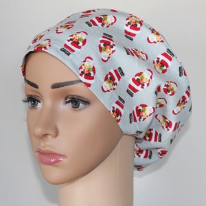 Nurse Scrub Hat, Surgical Scrub Cap, Euro Scrub Hat, Holiday Scrub Cap, Grey Scrub Hat, Christmas Scrub Hat, Santa Claus  Scrub Hat