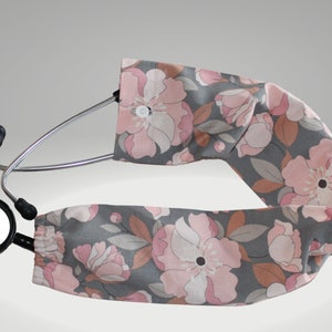 Floral Stethoscope Cover, Grey and Pink-Peach Stethoscope Sleeve, Nurse Gift, Student Nurse Accessory