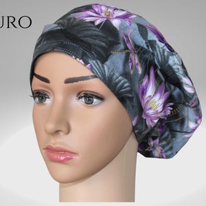 Elegant Comfort Work Cap – Offers secure coverage with a touch of floral sophistication for nurses and doctors