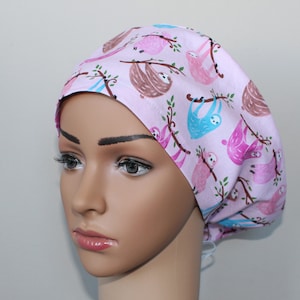 Nurse Scrub Hat, Surgical Scrub Cap, Euro Scrub Hat, Dental Scrub Cap, Pink Scrub Hat, Women's Scrub Hat, Sloth Scrub Hat, Cute Scrub Hat