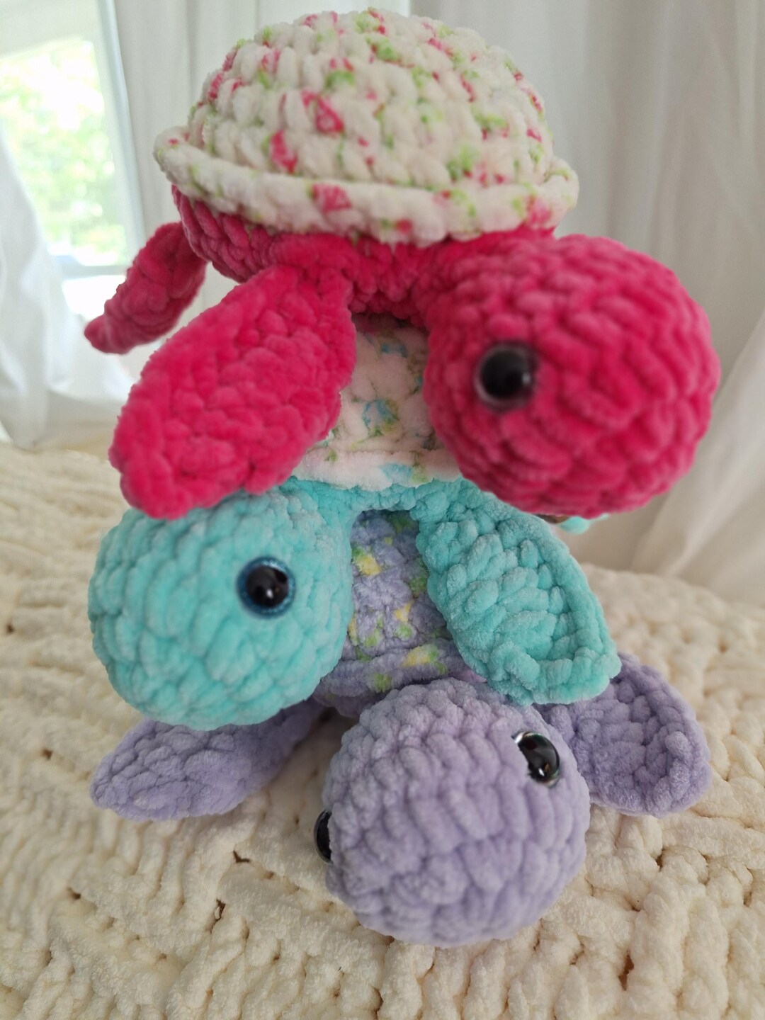 Crochet Sea Turtle Plush: Handmade Chenille Toy, 8-inch - Etsy