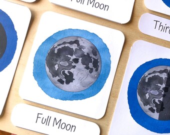 Moon Phases 3 Part Flashcards , 3 Part Montessori Nomenclature Cards ...