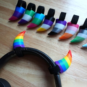 Colorful Horns for Headphones | Pride Flag Horns | Clip on Devil Horns | Demon Horns | Devil Horns | Cosplay Horns | Costume Horns