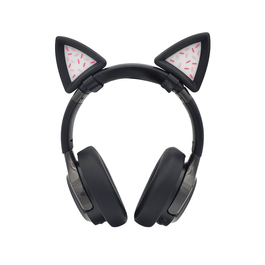 Sprinkle Cat Ears for Headphones Cute Pink Kawaii Sprinkle Neko Cosplay Cat Ears Office Costume