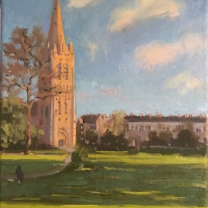 Clissold Park Islington London landscape Plein Air Painting Oil on Canvas Original London Painting Church England
